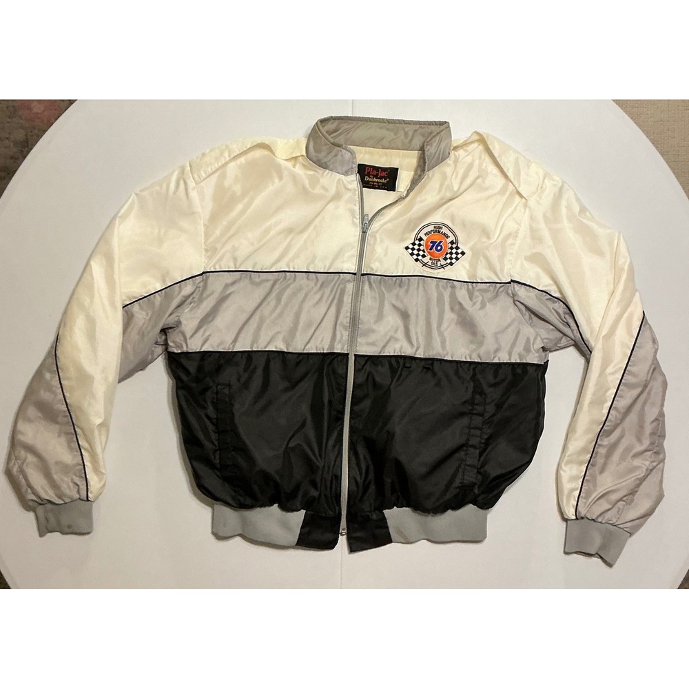 VTG 90s USA Made Pla-Jac Dunbrooke Racing Jacket Union 76 Nylon Colorblock XL
